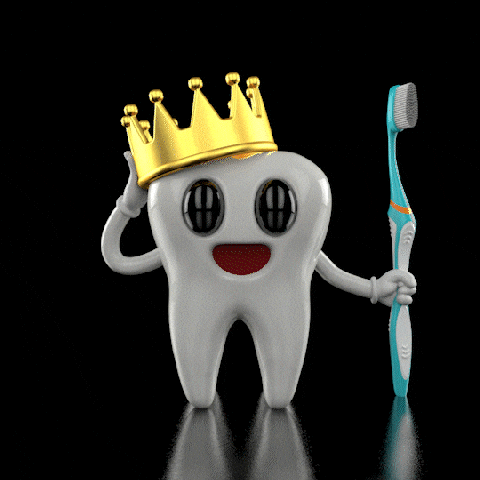 Cute tooth character with crown and toothbrush representing best dental care in Indore
